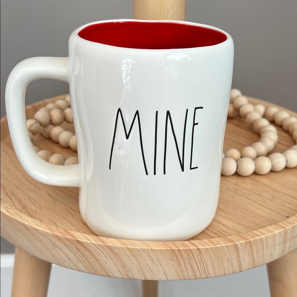⭐️⭐️ PICK 5 / $20 Rae Dunn White Ceramic Mug with Red Interior "Be Mine"